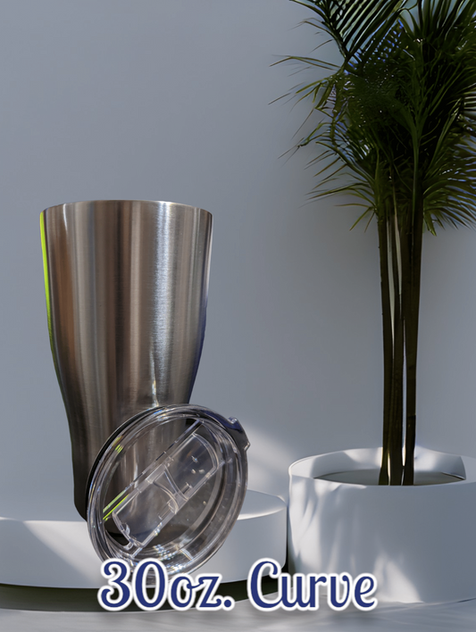 30 oz curved stainless steel tumbler
