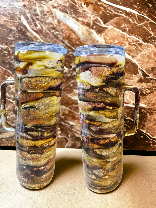 30 oz stainless steel double walled tumbler w/handle