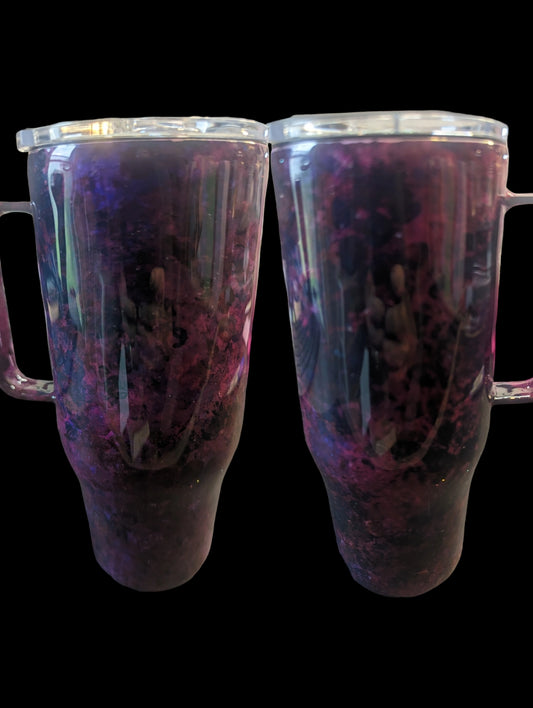 24 oz curved stainless steel tumbler with handle