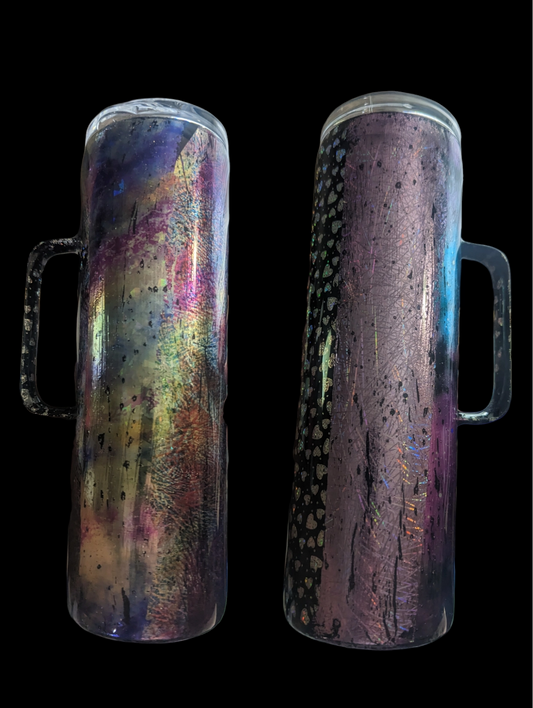 30 oz handled epoxy and foil stainless steel tumbler