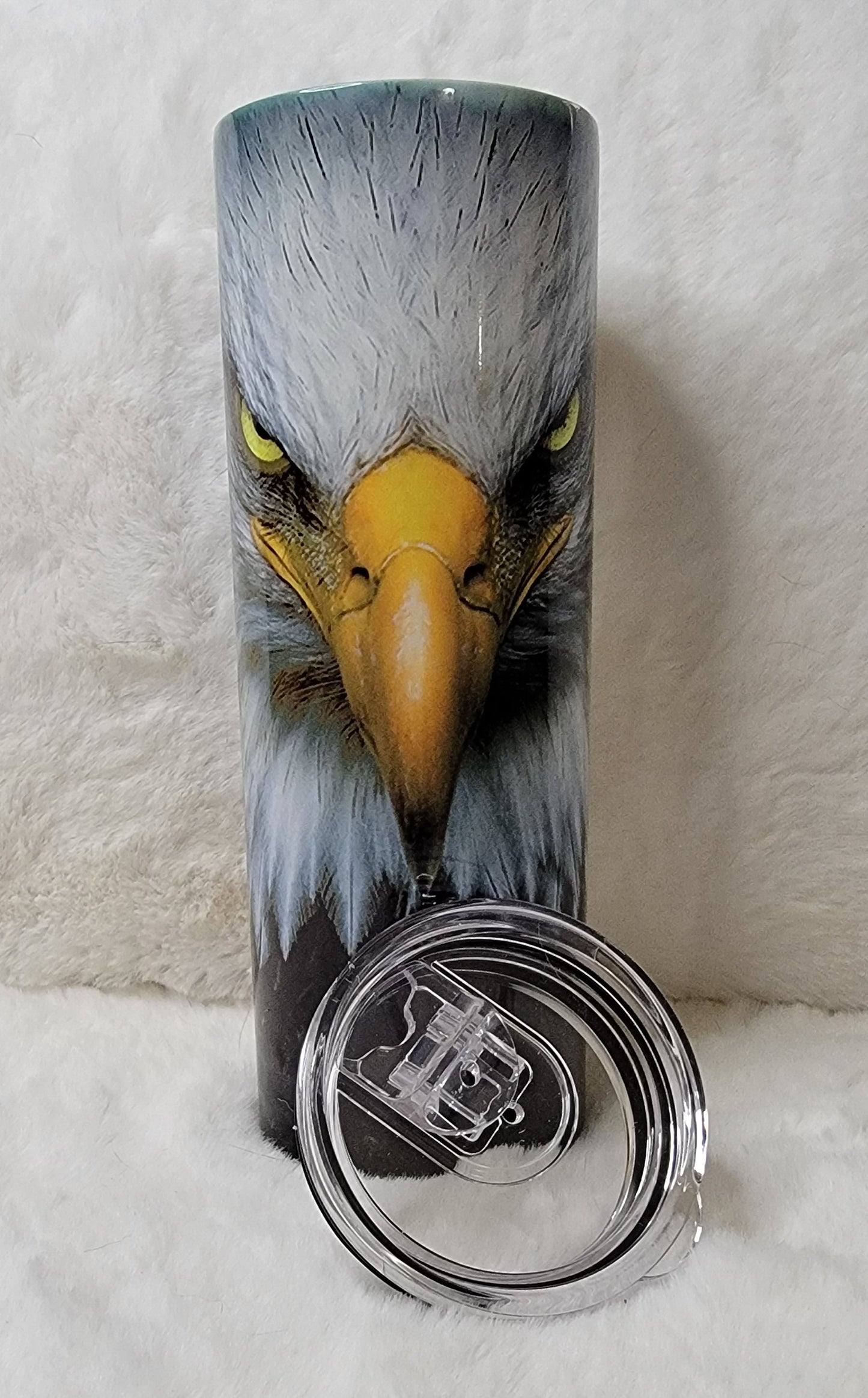 Patriotic Eagle with American Flag 20oz Skinny Double Wall Tumbler with straw and sliding lid Great Gift Idea