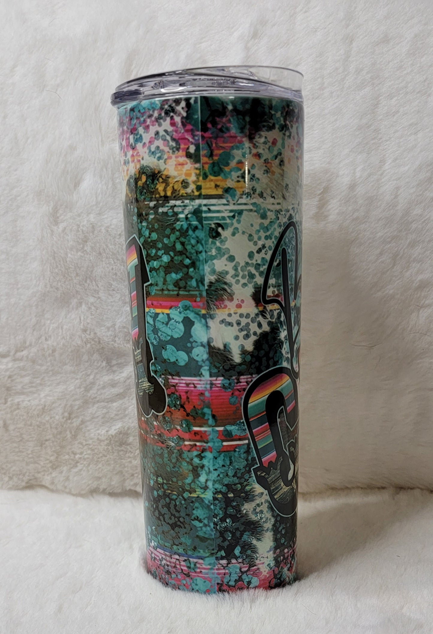 Beautiful Crazy design 20oz Skinny Double Wall Tumbler with straw and sliding lid Great Gift Idea
