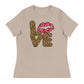 Leopard Print Love Lips Women's Relaxed T-Shirt