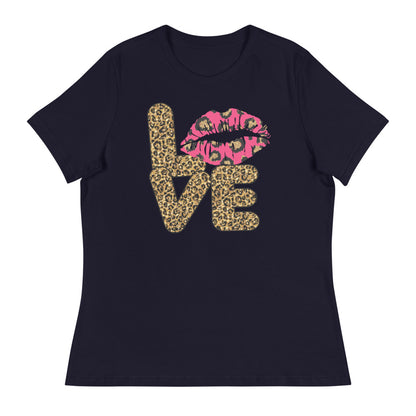 Leopard Print Love Lips Women's Relaxed T-Shirt